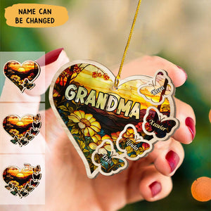 Grandma Heart - Personalized Suncatcher Ornament