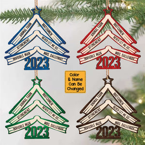 Book Names Christmas Tree 2023 -Personalized Wooden Ornament