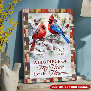 A Big Piece Of My Heart Lives In Heaven - Personalized Canvas - Gift For Family