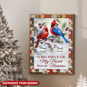 A Big Piece Of My Heart Lives In Heaven - Personalized Canvas - Gift For Family