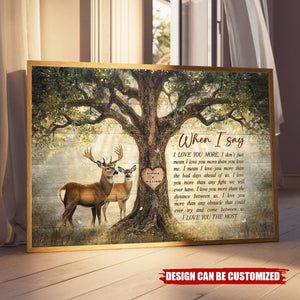 Love Tree Deer Couple Anniversary Gifts Personalized Poster