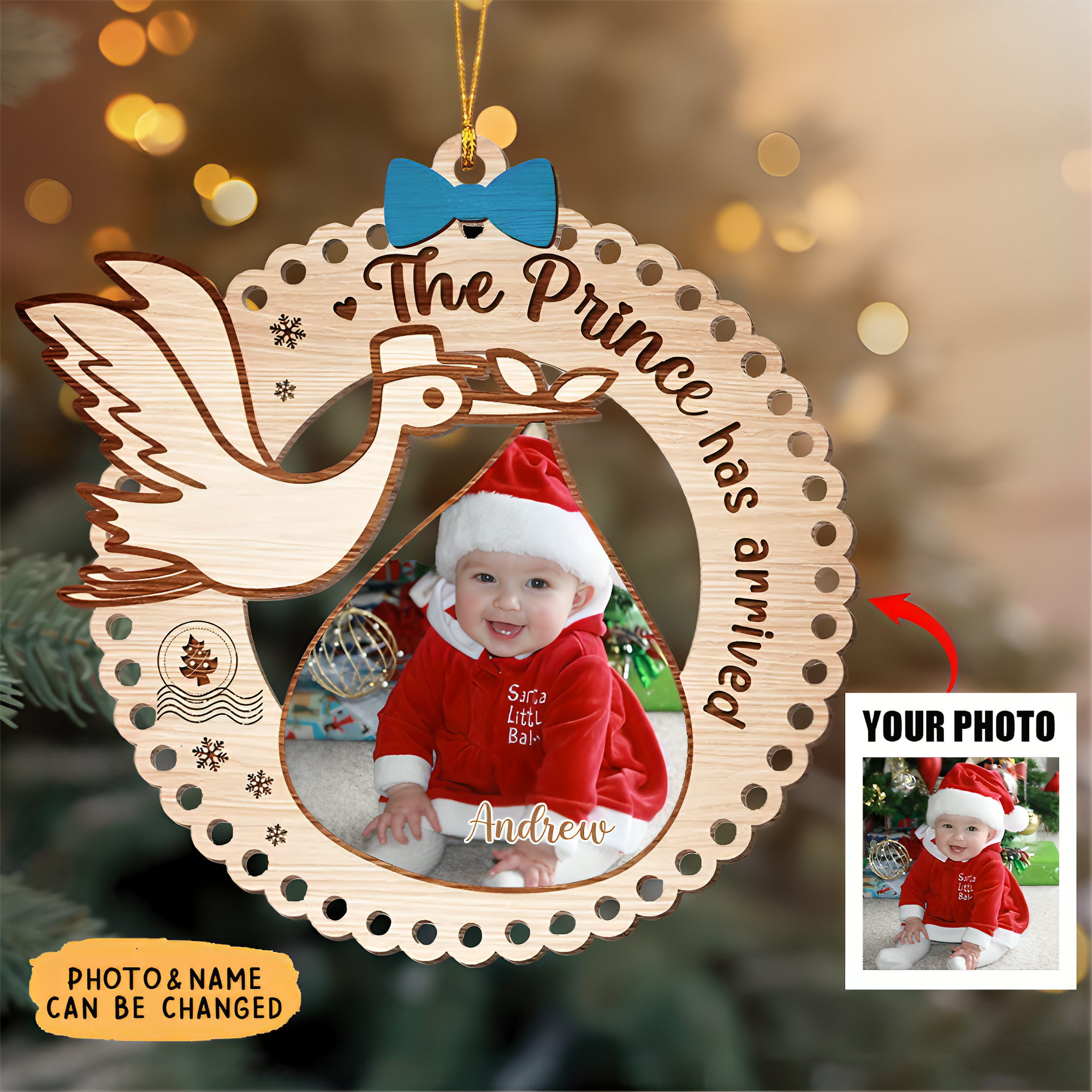 Christmas Gift For Newborn Baby Has Arrived Photo Ornament