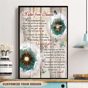 Dandelion and Butterflies Canvas A letter from heaven Wall Art Decor Memory Gifts