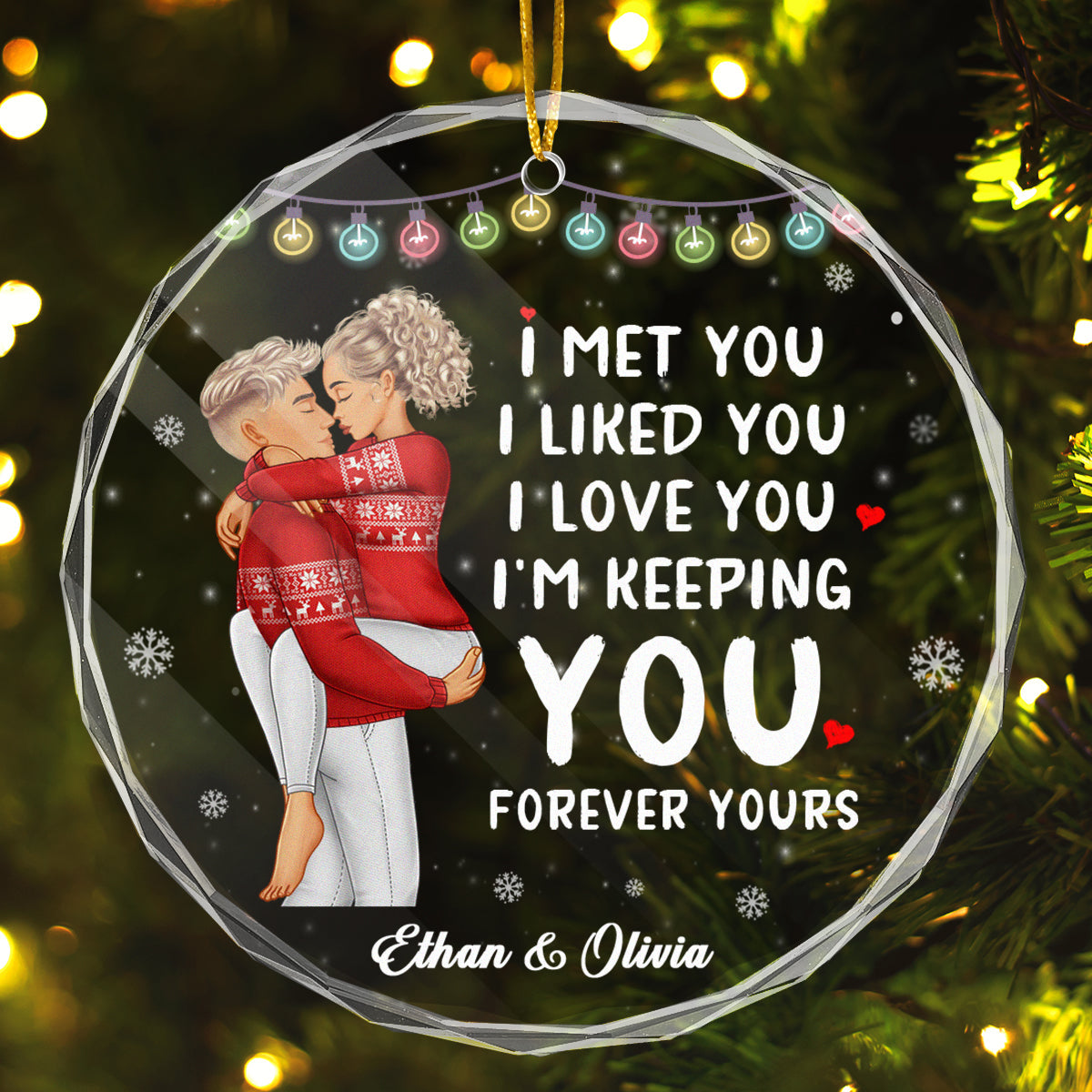 I Meet You - Customized Personalized Glass Ornament