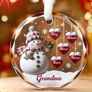 Snowman Family Name Customized Christmas Gift - Personalized Acrylic Round Ornament