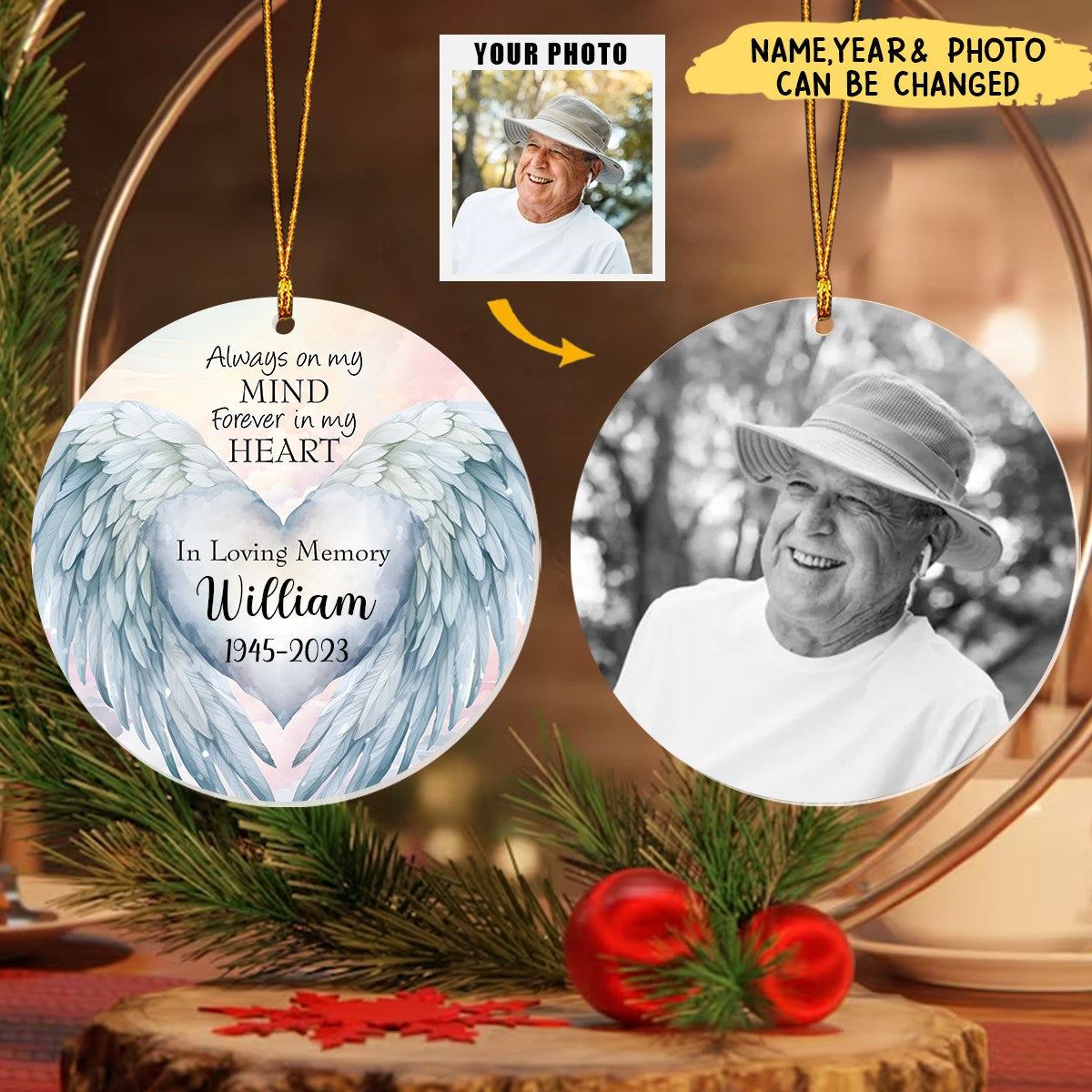 Angel Memorial Ornament -Personalized Remembrance Gift