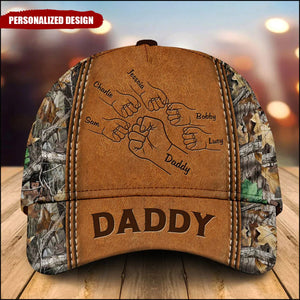 Grandpa Papa Daddy Fist Bump Fathers Day Family Personalized Cap