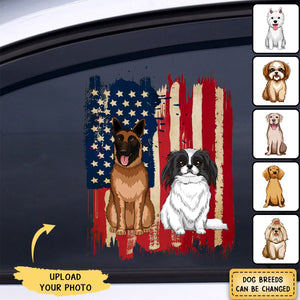 Can Upload Your Own Pet Photos-Personalized Dog Flag Sticker Decal