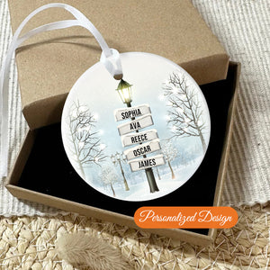 Personalized Family Color Christmas Tree Sign Post Ornament