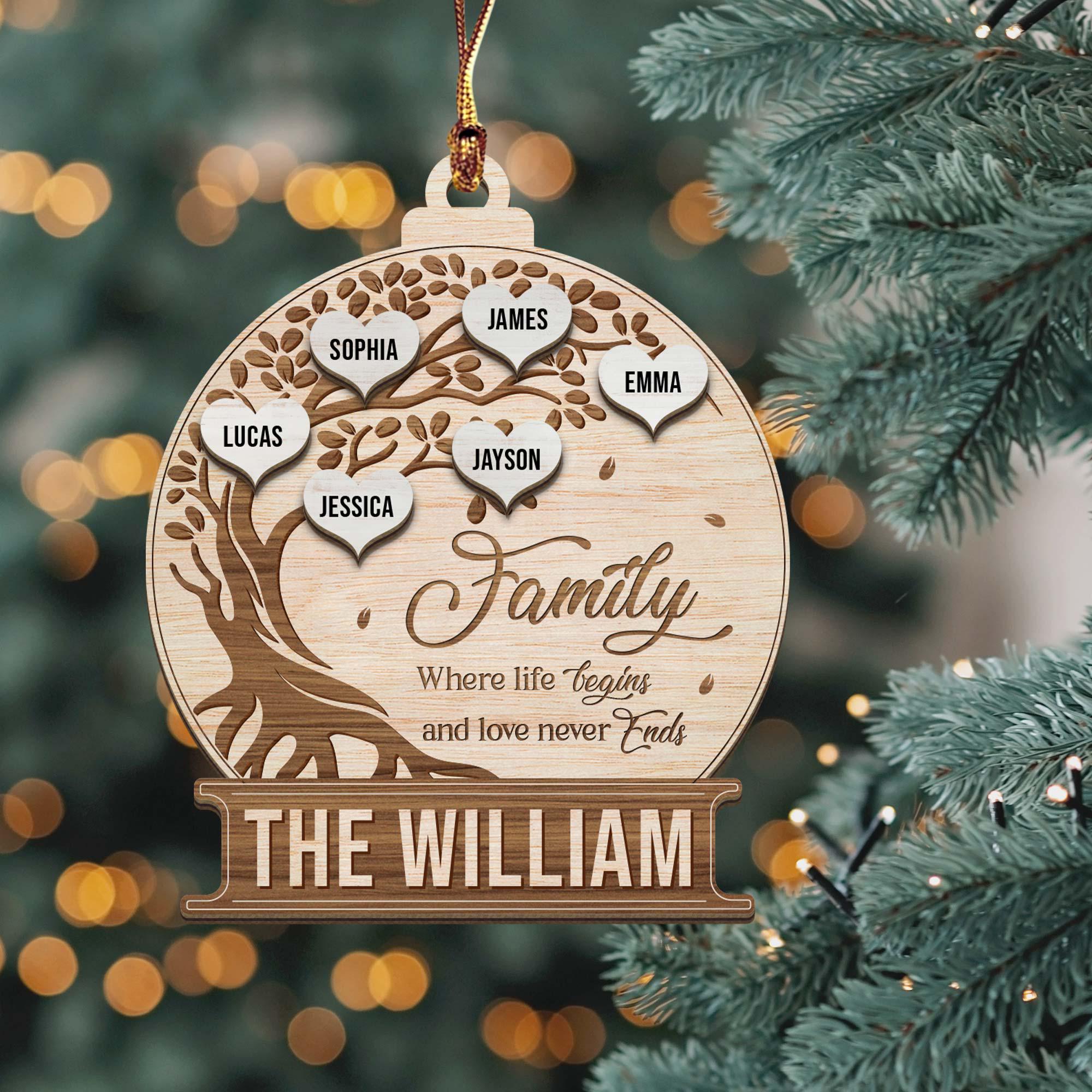 Personalized Family Tree Ornament- Family Christmas Ornament