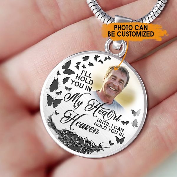 Personalized Memorial Circle Necklace I'll Hold You In My Heart Memorial For Mom Dad Grandma Daughter Son Custom Memorial Gift
