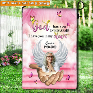 Personalized memorial upload photo garden flag house flag Your Wings were ready