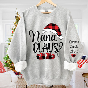 Personalized Nana Claus Christmas And Grandkids Sweatshirt