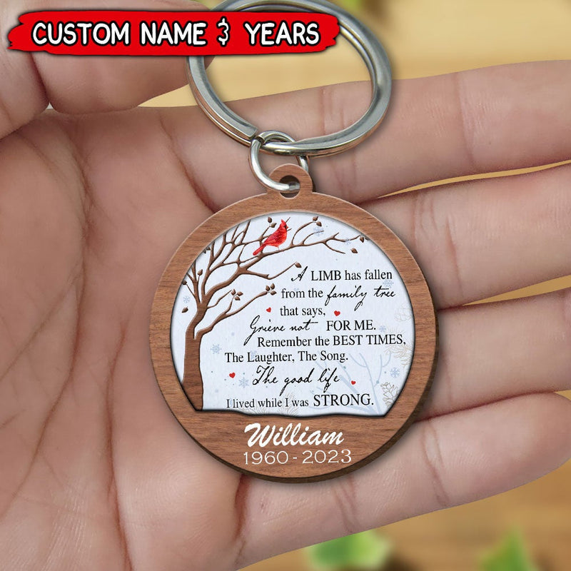 Memorial gift, A limb has fallen from the Family Tree Personalized Keychain