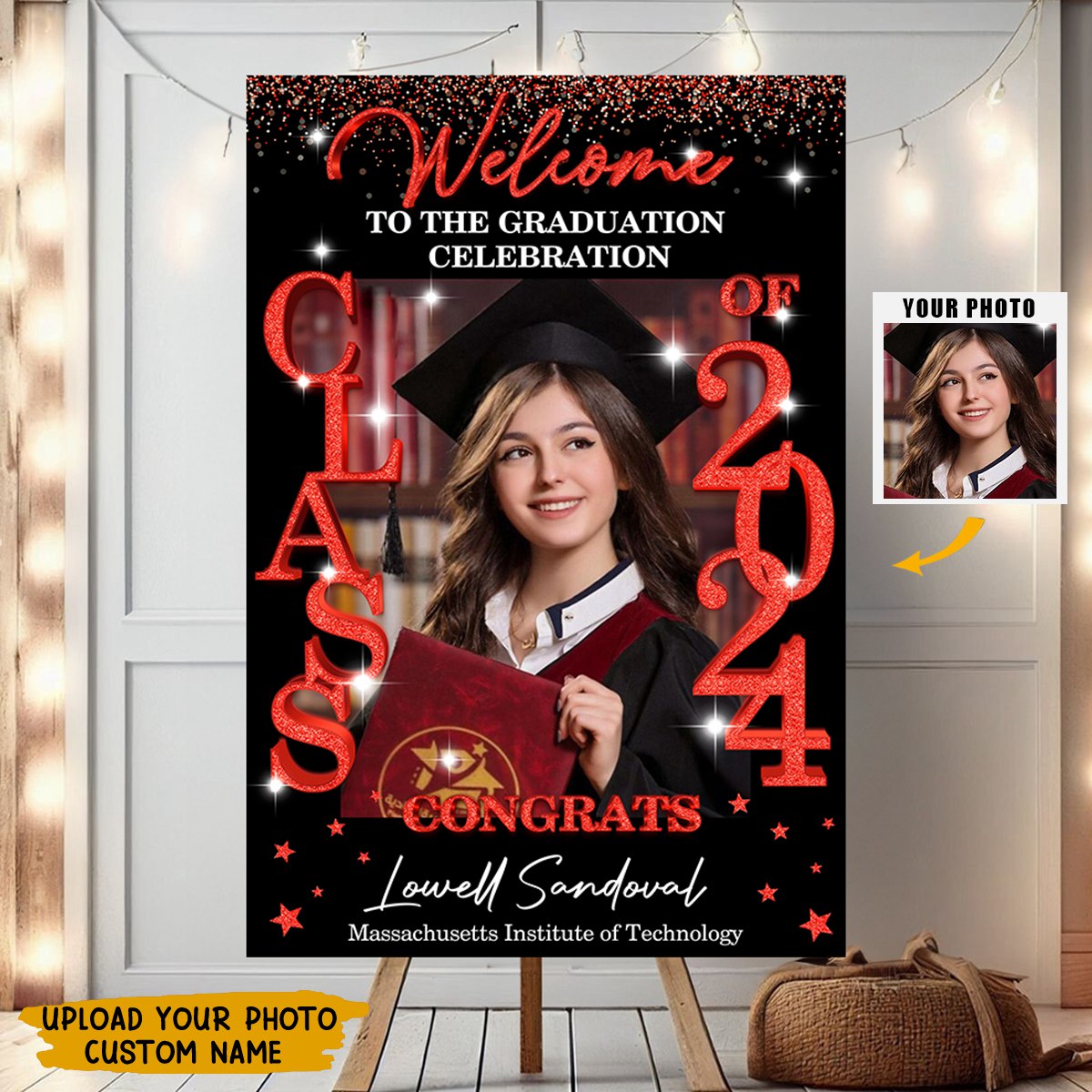 Class Of 2024 - Personalized Custom Photo Graduation Party Welcome Sign