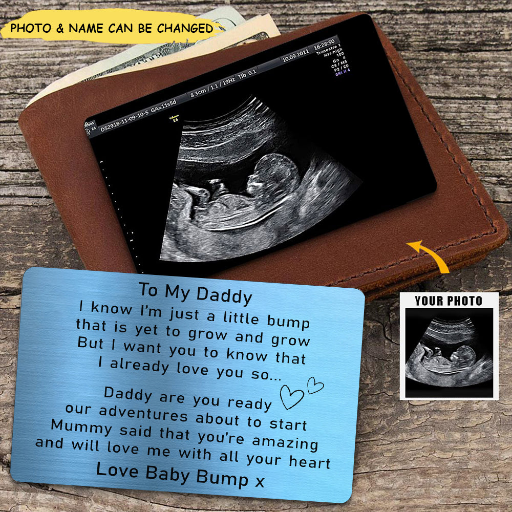 To My Daddy Love Bump - Personalized Photo Aluminum Wallet Card