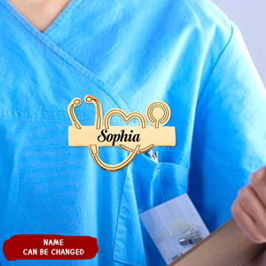 Custom Name Lapel Pin Brooch with Stethoscope Design