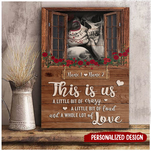 A Little Bit Of Crazy Gift For Husband Wife Couple Personalized Canvas