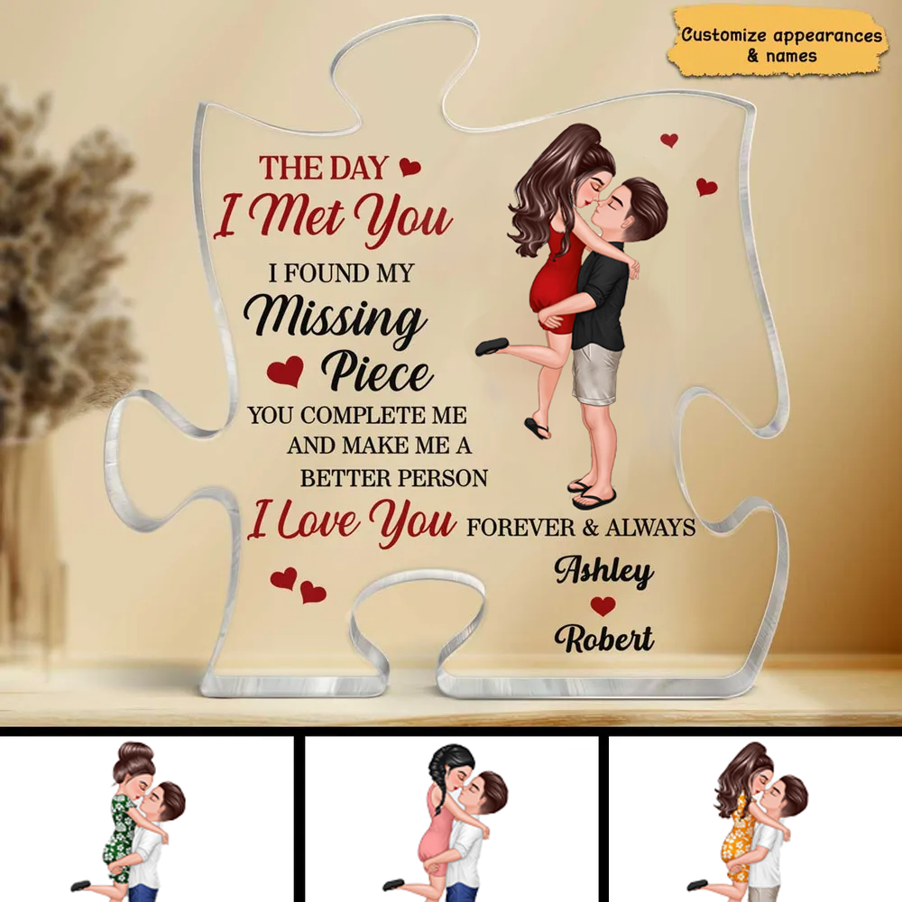 Couple Found My Missing Piece Anniversary Gift For Him For Her Personalized Puzzle Acrylic Plaque