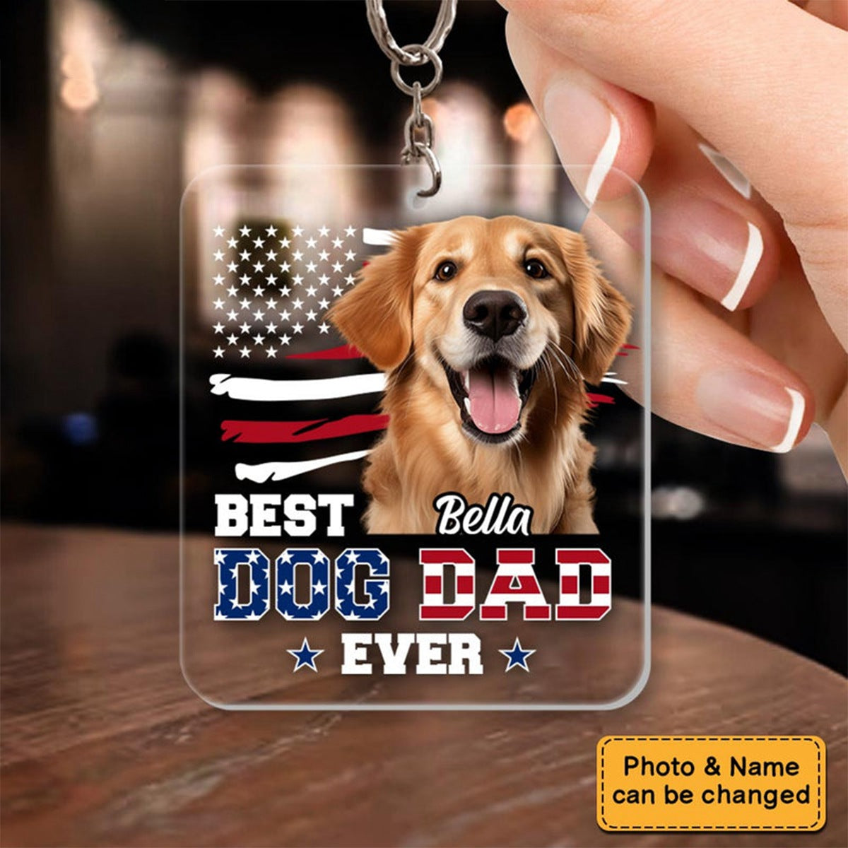 Personalized Gift For Dad Custom Photo Ultimate Dog Dad Acrylic Keychain