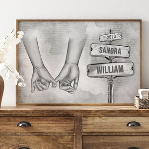 Personalized Vintage Couple Hands Pinky Promise Post Sign Poster-Valentine's Day Gift