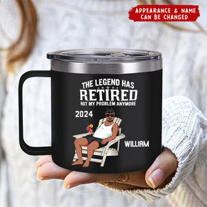 The Legend Has Retired - Personalized 14oz Stainless Steel Tumbler With Handle