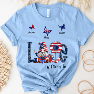 4th of July Independence Day Grandma With Cute Butterflies Grandkids Personalized T-shirt