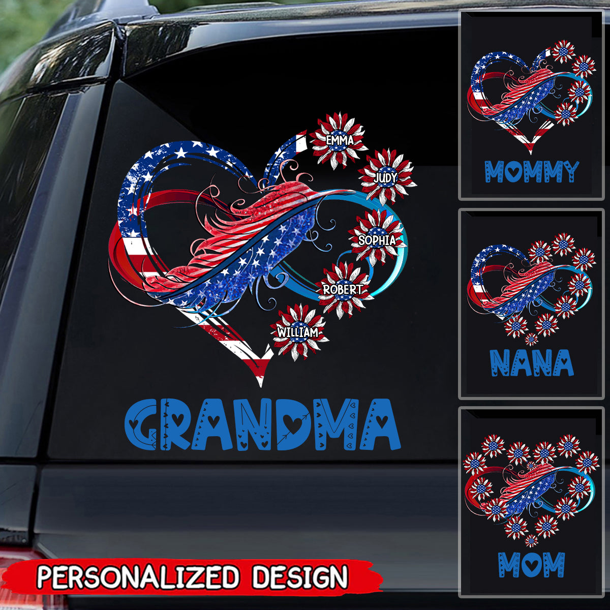 Independence Day Grandma Mom Family Infinitive Love July 4th Gift Personalizedd Sticker