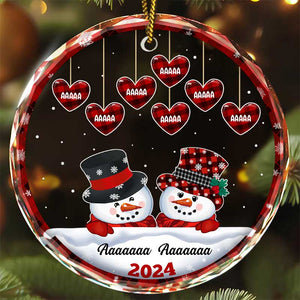 Personalized Round Christmas Snowman Ornament - Gift For Papa/Nana/Grandparents