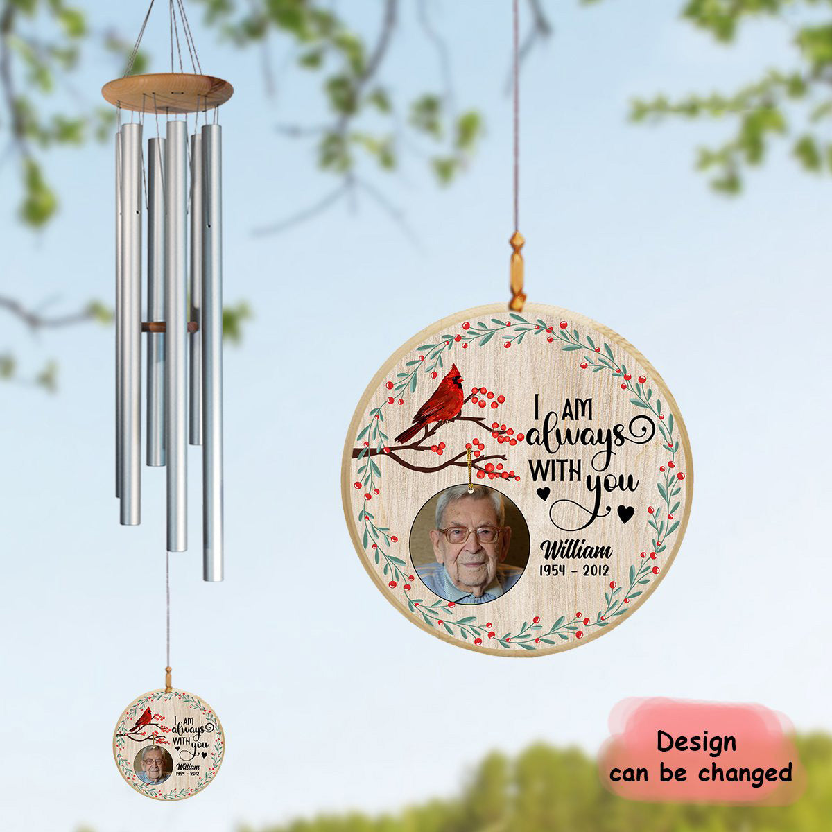 Custom Personalized Photo Wind Chime - I Am Always With You