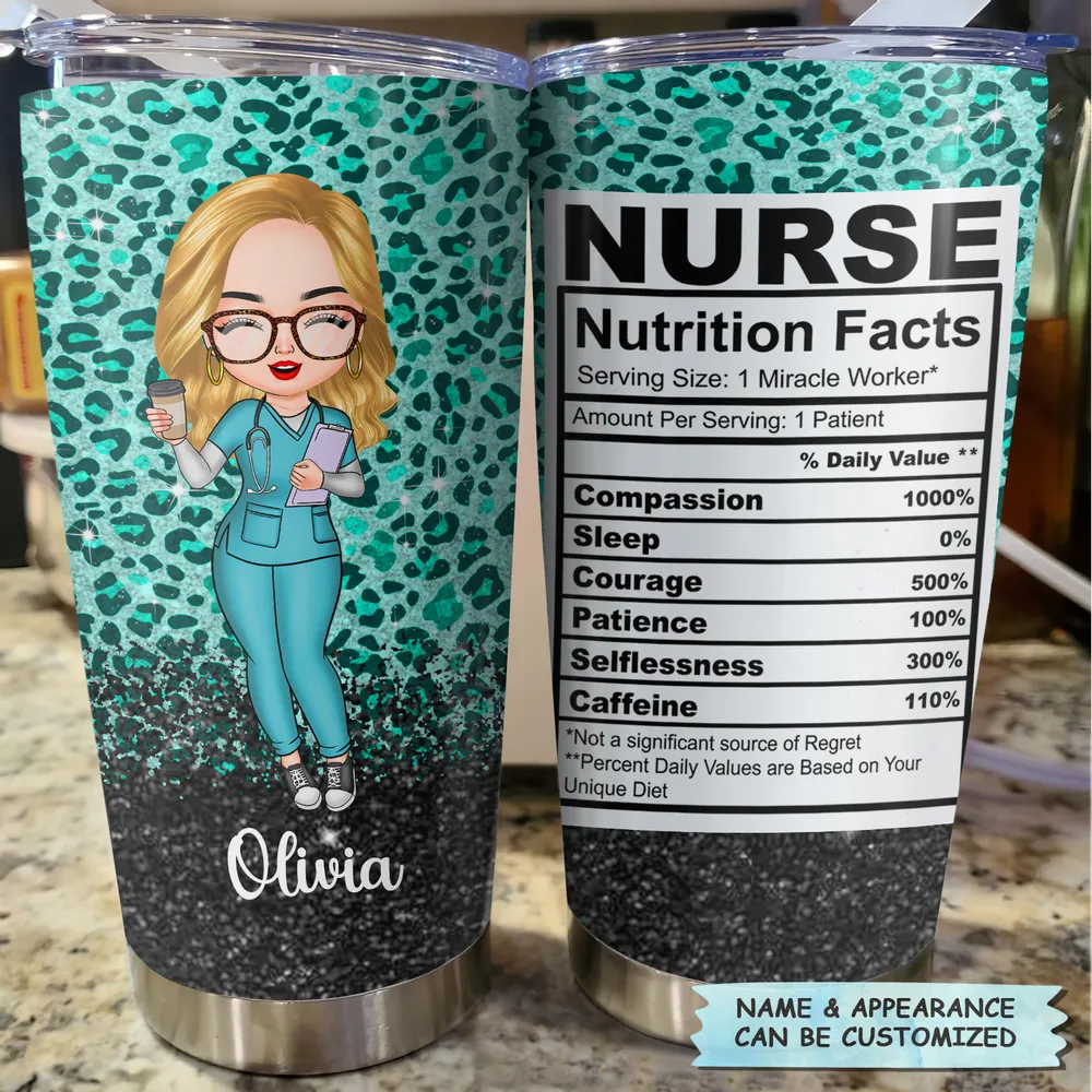 Personalized Tumbler - Gift For Nurse - Nurse Nutrition Facts