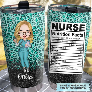Personalized Tumbler - Gift For Nurse - Nurse Nutrition Facts