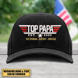 Personalized Papa Top With Grandkids Cap
