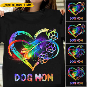 Dog Mom Fur Mama Infinite Love Rainbow Heart Pet Loss Tshirt