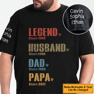 Personalized Legend husband dad papa since T-shirt