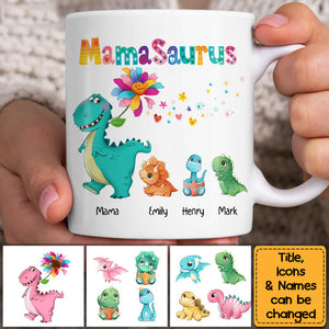 Personalized Grandmasaurus Colorful Flower Mug