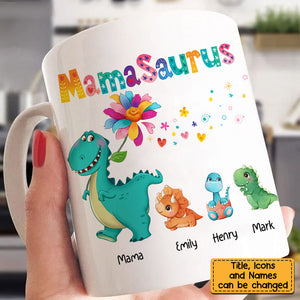 Personalized Grandmasaurus Colorful Flower Mug