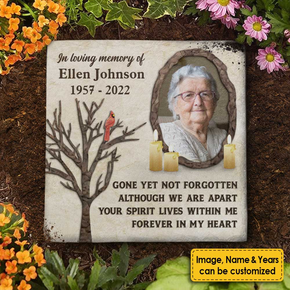 Although We're Apart, Your Spirit Lives Within Me - Personalized Memorial Stone - Upload Image
