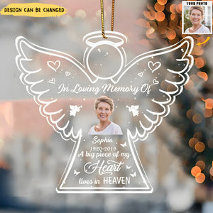 A Big Piece Of My Heart Lives In Heaven - Personalized Custom Photo Acrylic Ornament