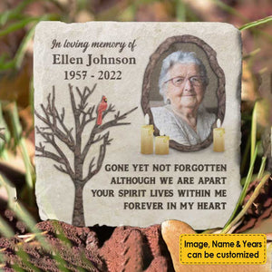 Although We're Apart, Your Spirit Lives Within Me - Personalized Memorial Stone - Upload Image