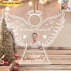 A Big Piece Of My Heart Lives In Heaven - Personalized Custom Photo Acrylic Ornament