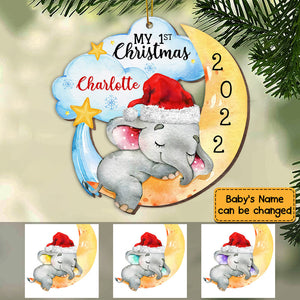 Elephant Baby First Christmas - Personalized Christmas Acrylic Ornament