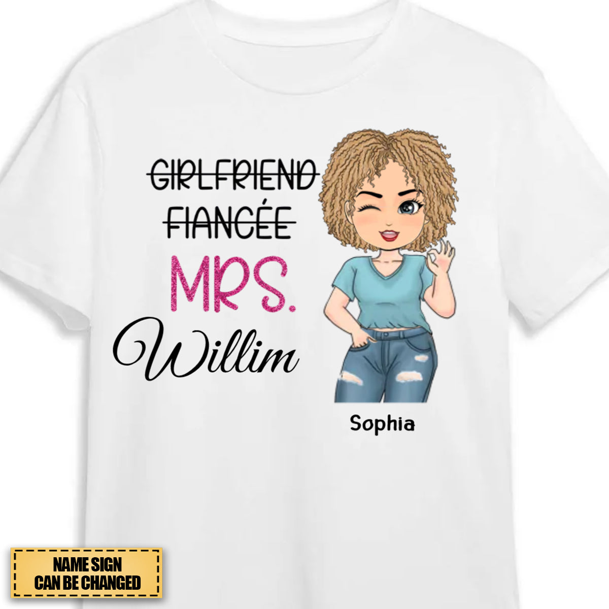 Custom Mrs Last Name Engagement Shirt For Honeymoon