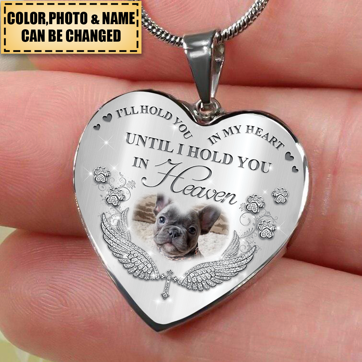 I'LL HOLD YOU IN MY HEART PERSONALIZED PET MEMORIAL NECKLACE