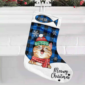 Meowy Christmas & Merry Woofmas - Christmas Dogs & Smiling Cats - Personalized Christmas Stocking