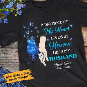 Widow Memorial Husband My Heart In Heaven T Shirt