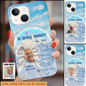 Upload Photo Family Loss In Loving Memory Rainbow Angel Wings Customized Gift Memorial Phone case