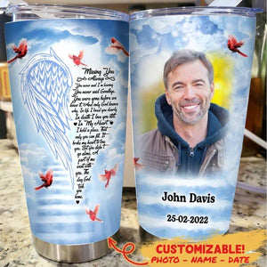 Missing You Always Cardinal Personalized Photo Tumbler Memorial