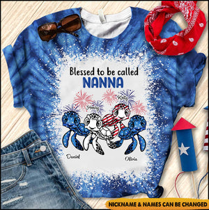 USA July 4th Grandma Mom Turtle Custom Nickname Names Independence Day Gift 3d Tshirt