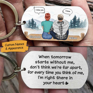 For Every Time You Think Of Me, I'm Right There In Your Heart - Personalized Keychain